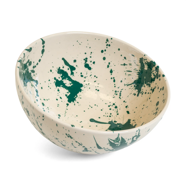 Green Splatter Deep Serving Bowl