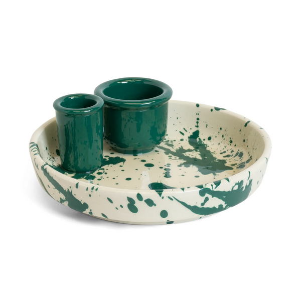 Green Splatter Olive Dish