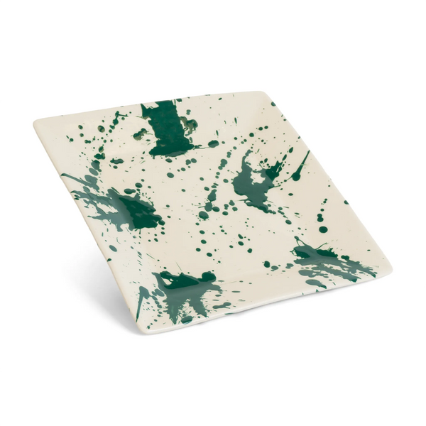 Green Splatter Square Plate