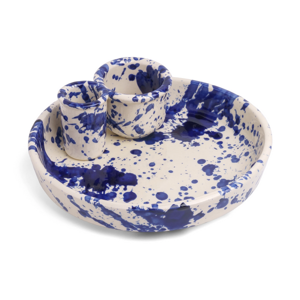 Blue Splatter Olive Dish