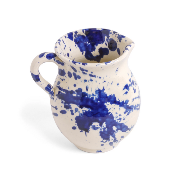 Blue Splatter Milk Jug